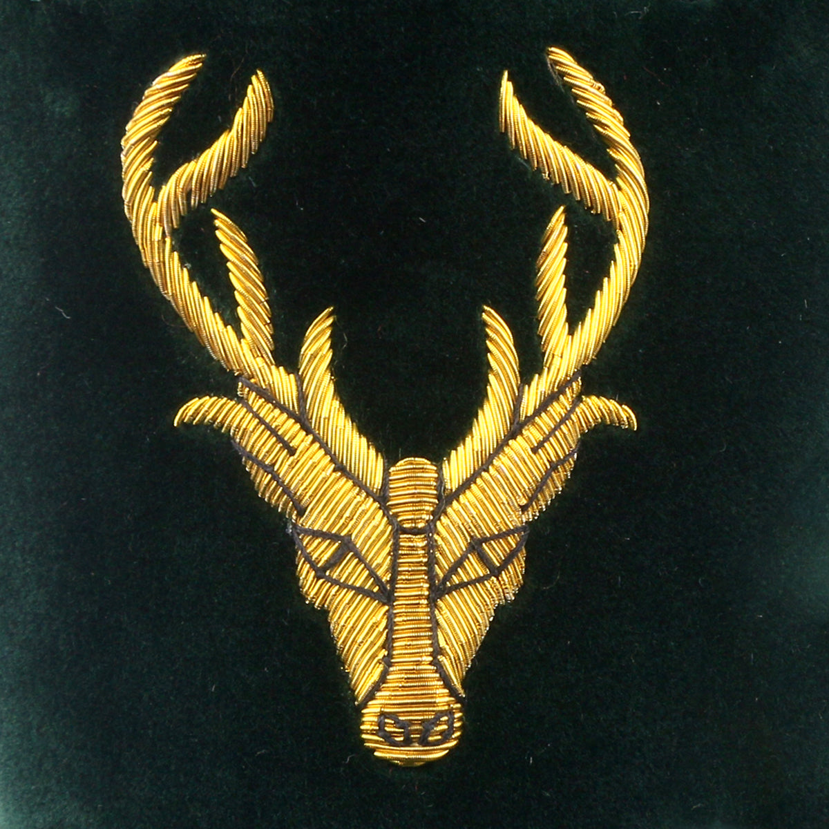 Stag Motif Embroidered Velvet Slipper Detail