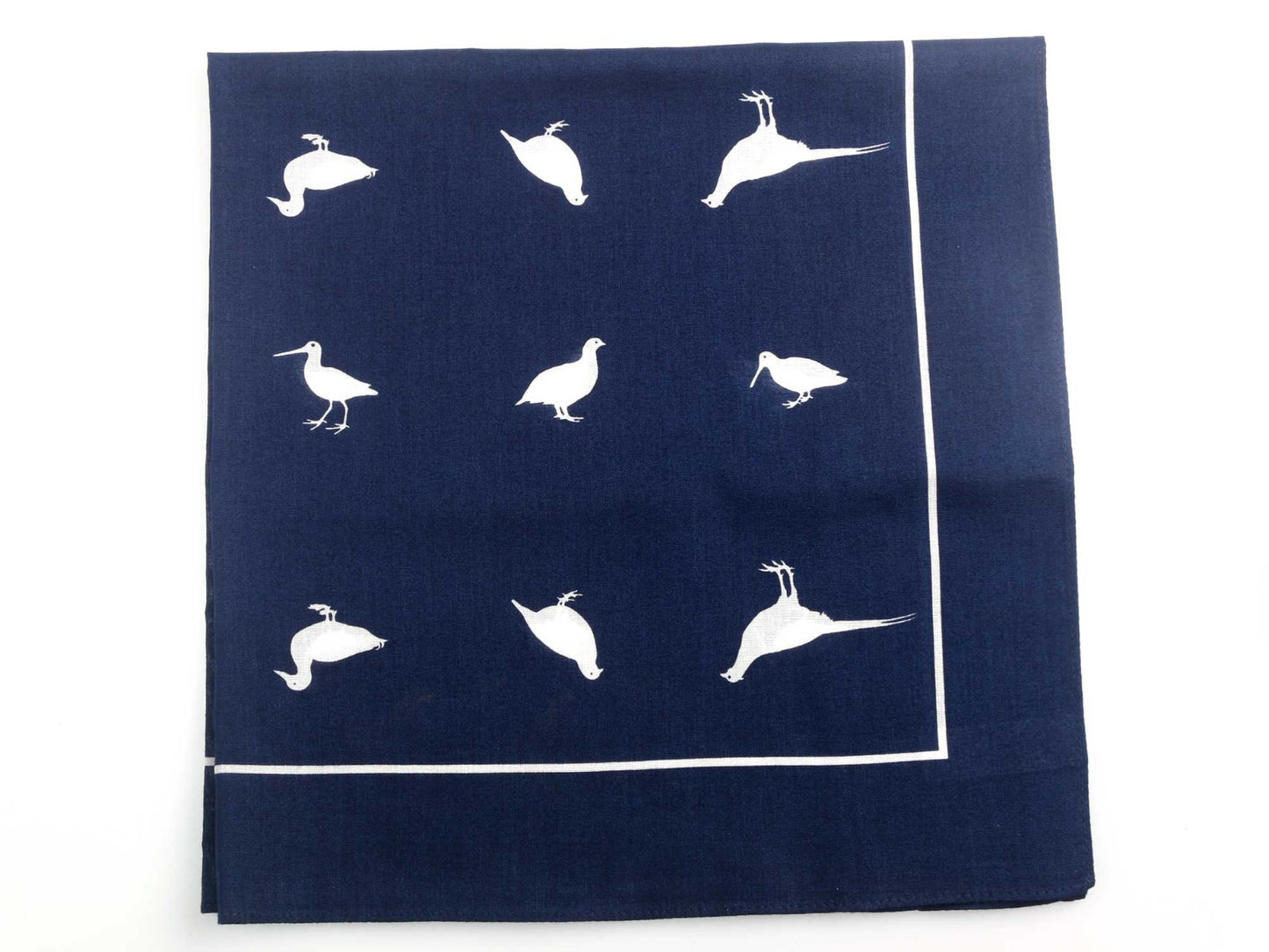 Blue Game Bird Motif Giant Cotton Hankies - 3 for £12 offer