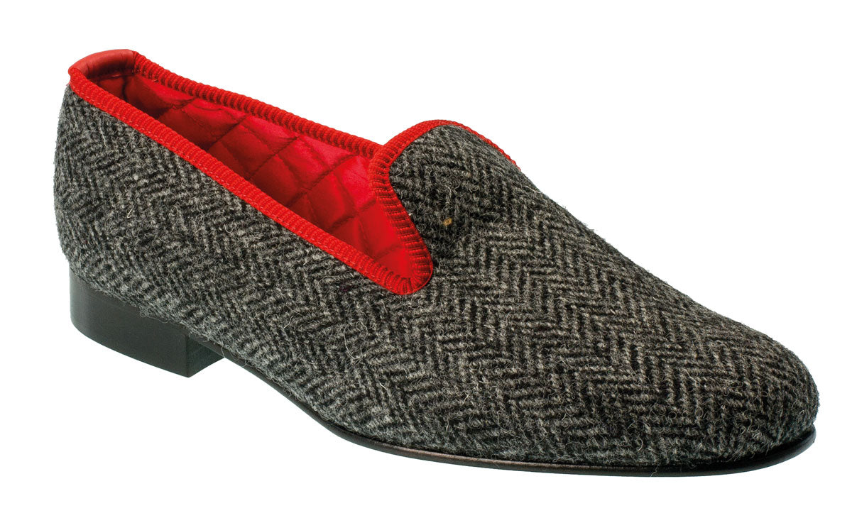 Harris Tweed Slipper - Grey Tweed