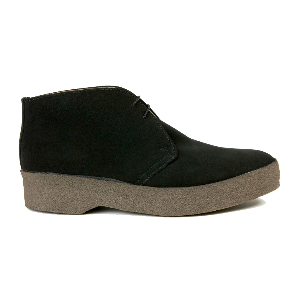 Men's Black Suede Hi-Top Chukka Boot Side