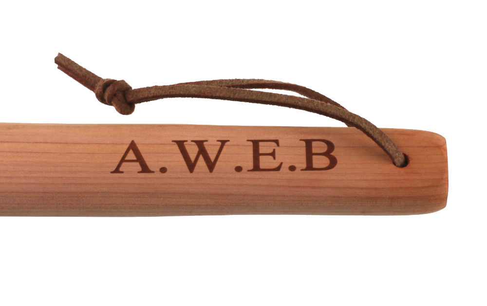 Long Cedar Wood Shoe Horn Engraving Example