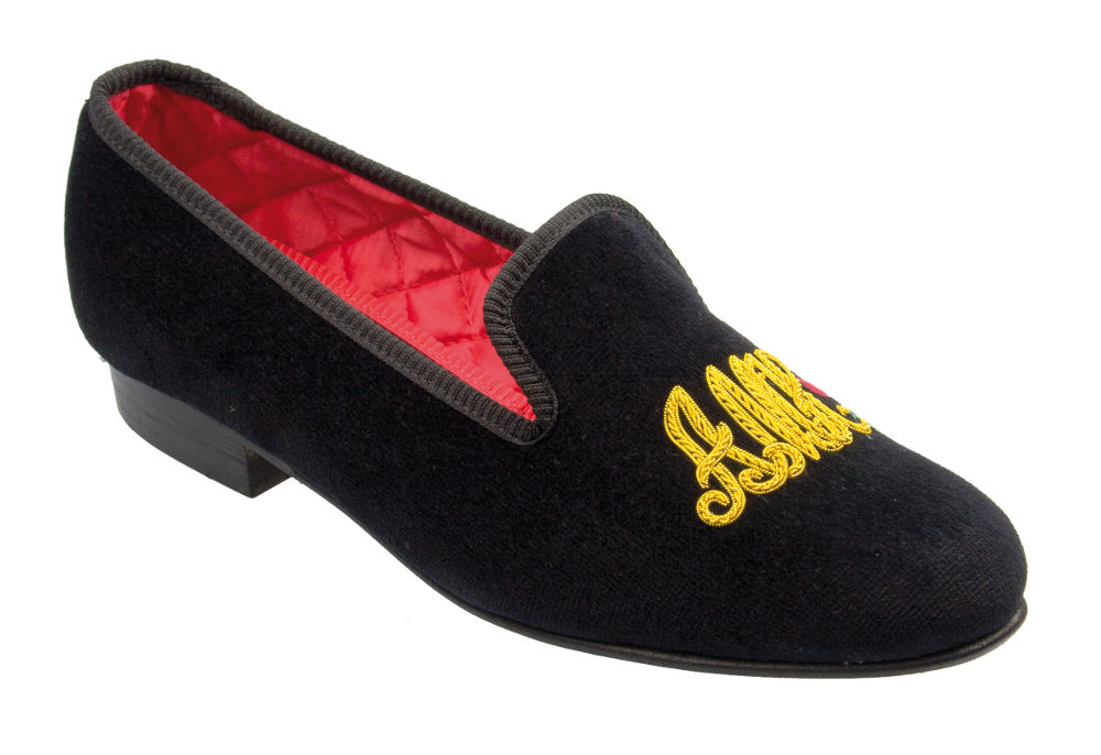 Initialled Monogrammed Velvet Slipper VI - Script