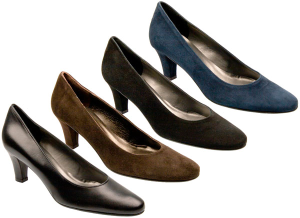 AVELLINO Ladies Black Suede Court Shoe Range