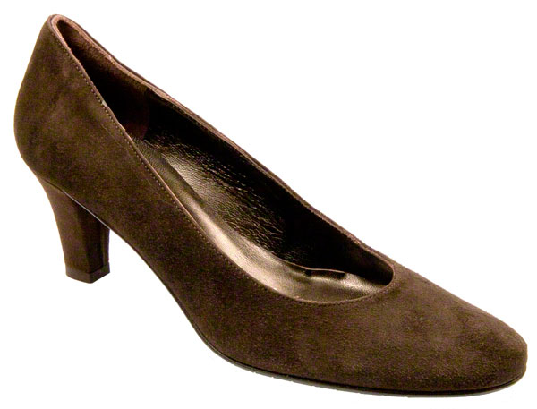 AVELLINO Ladies Chocolate Suede Court Shoe