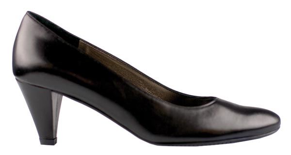 AVELLINO Ladies Black Suede Court Shoe Side