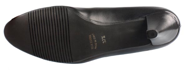 AVELLINO Ladies Black Suede Court Shoe Sole