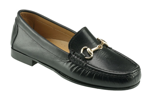 Ortona Ladies Black Leather Snaffle Loafer