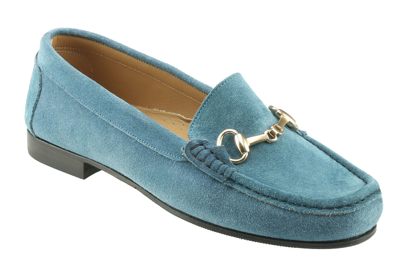 Ortona Ladies Marine Blue Suede Snaffle Loafer