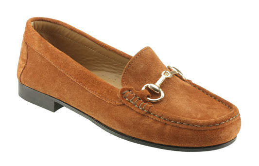 Ortona Ladies Light Brown Suede Snaffle Loafer
