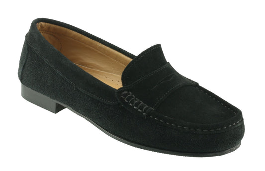 Tivoli Ladies Black Suede Italian Loafer