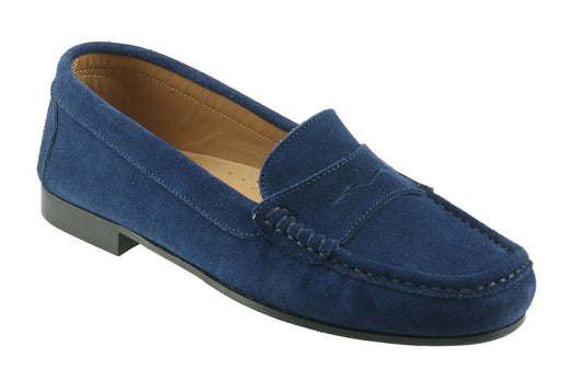 Tivoli Ladies Navy Suede Italian Loafer