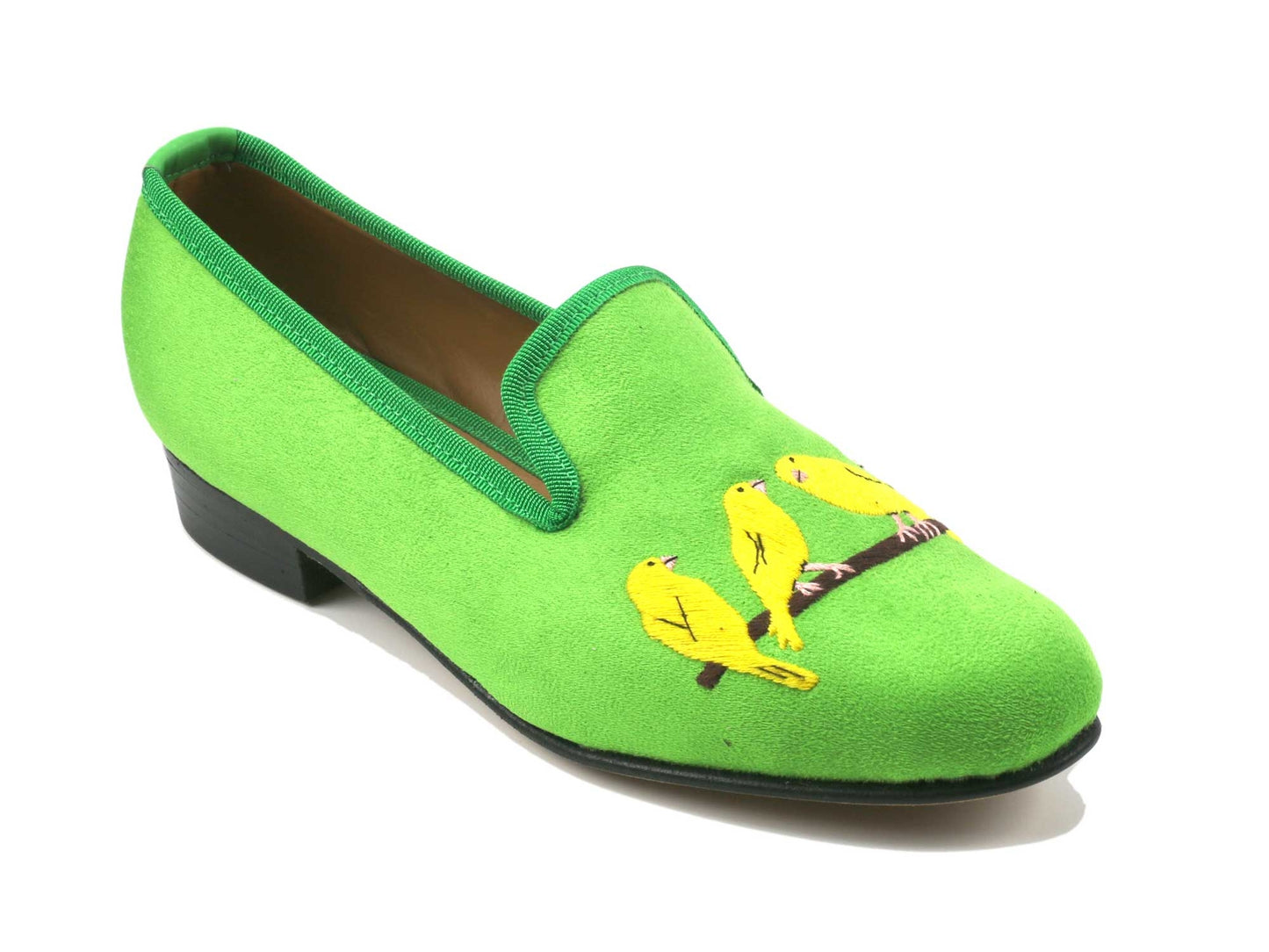 Ladies Canary Motif Emerald Green Faux Suede Slipper - UK 5.5