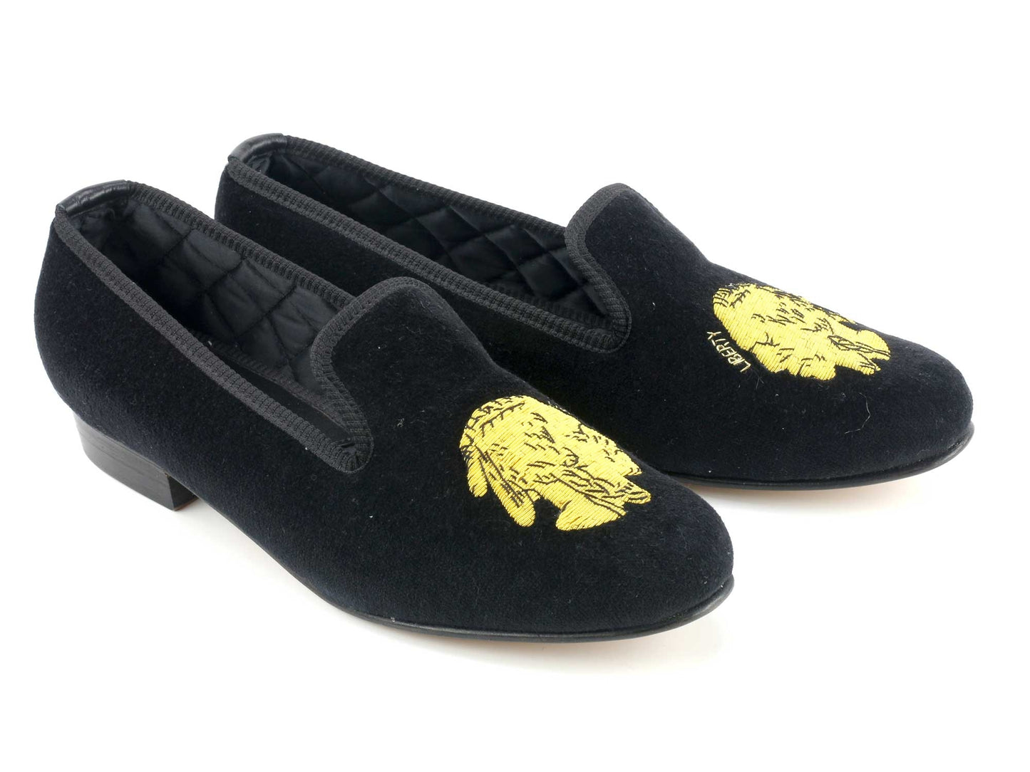 Ladies Liberty Motif Black Velvet Slipper - UK 6