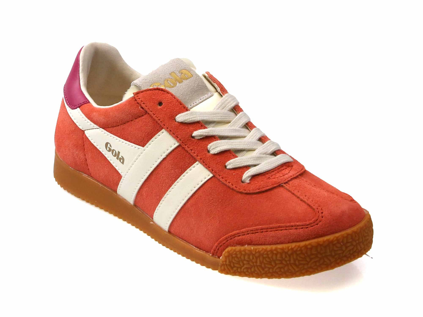 Elan Ladies Hot Coral White Suede Classic Trainers