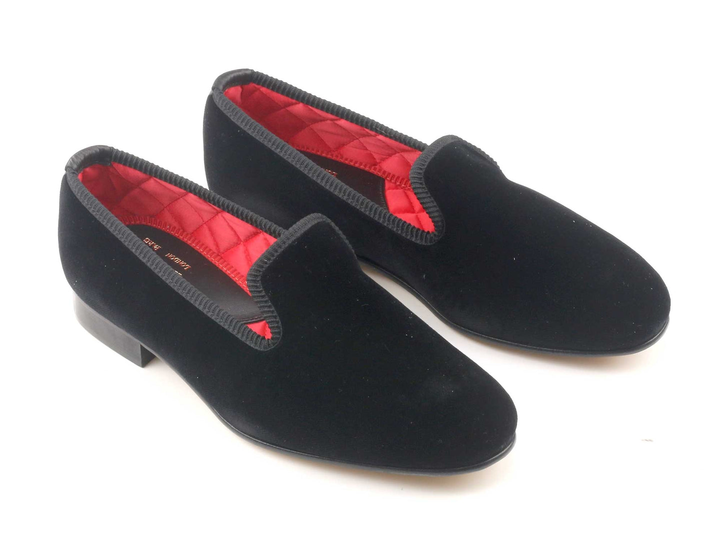 Mens WIDE Black Velvet Slipper - UK 5.5
