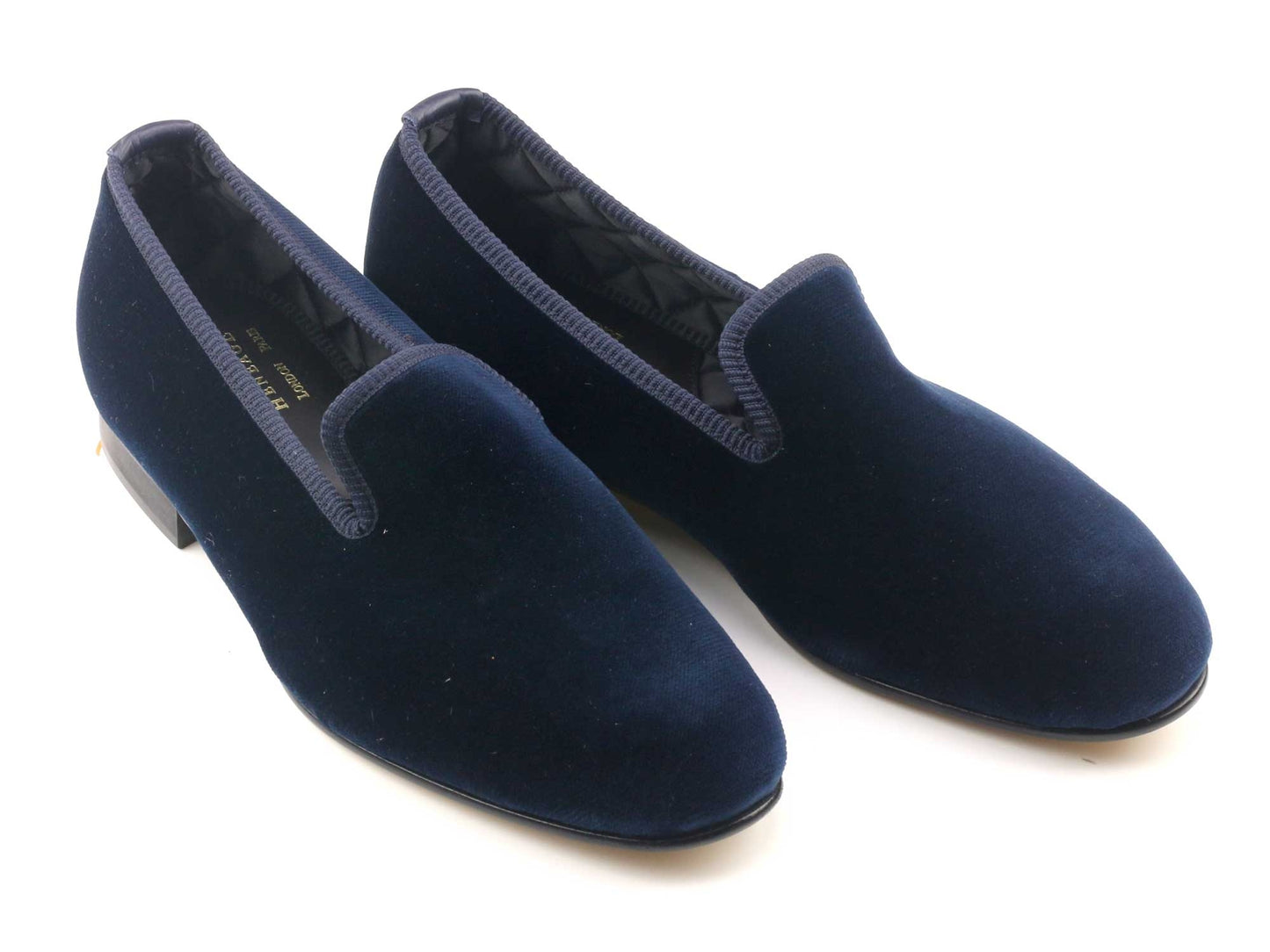 Mens WIDE Navy Velvet Slipper - UK 7.5