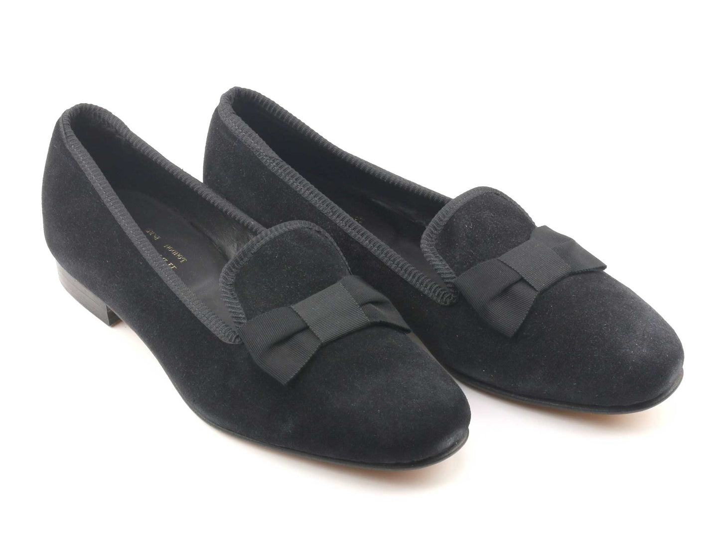 Mens NARROW Black Suede Slipper - UK 7.5