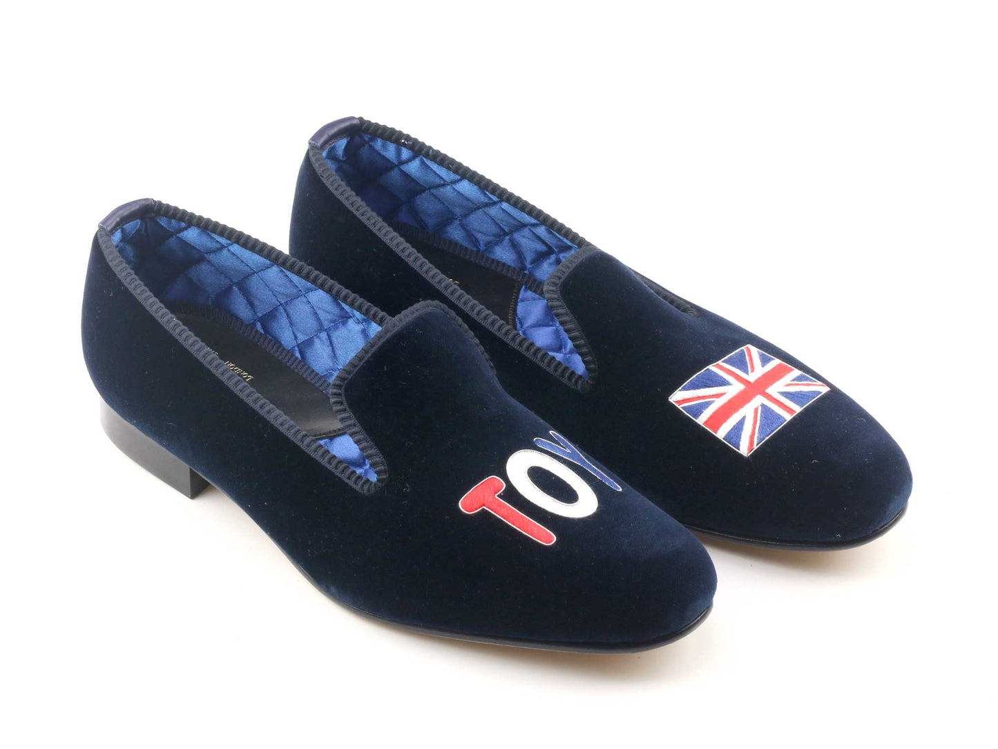 Mens Toy / Union Jack Motif Navy Velvet Slipper - UK 11