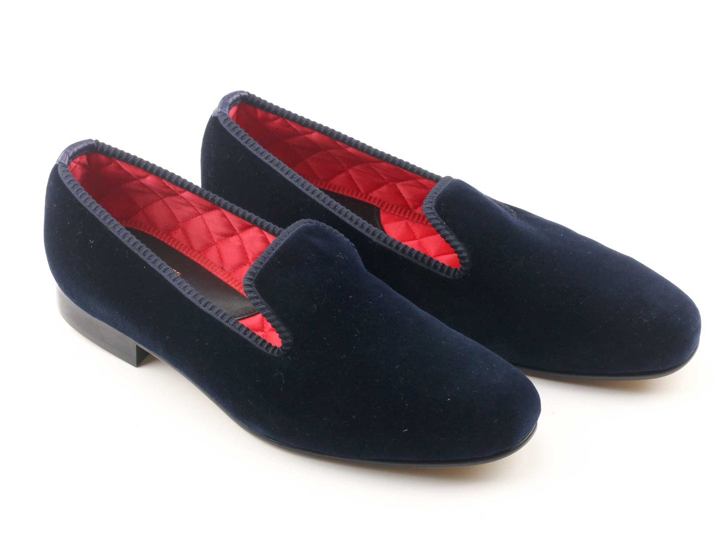 Mens NARROW Navy Velvet Slipper - UK 8