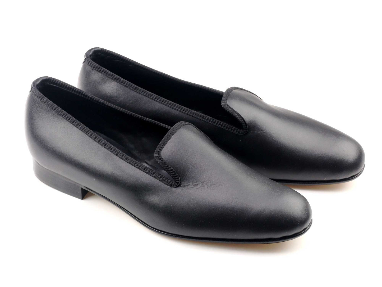 Mens Black Leather Slipper - UK 6