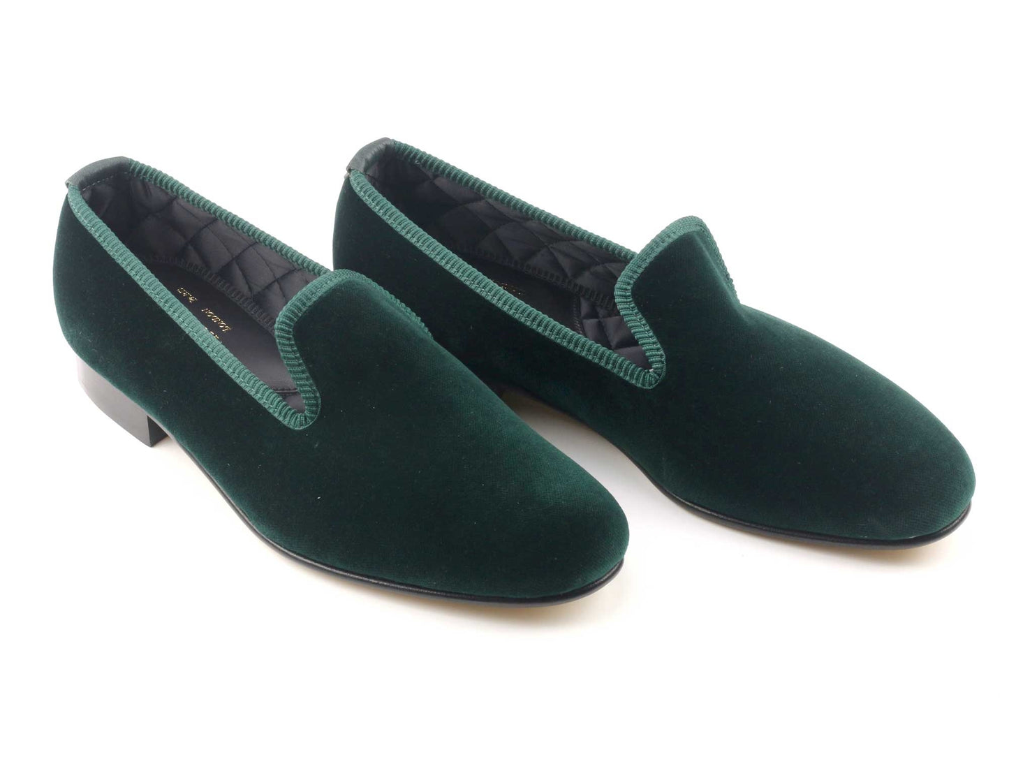 Mens WIDE Green Velvet Slipper - UK 10.5