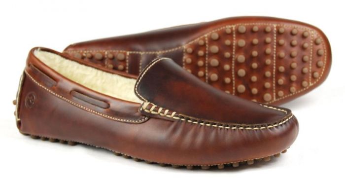 Mohawk Mens Saddle Brown Driving Slippers