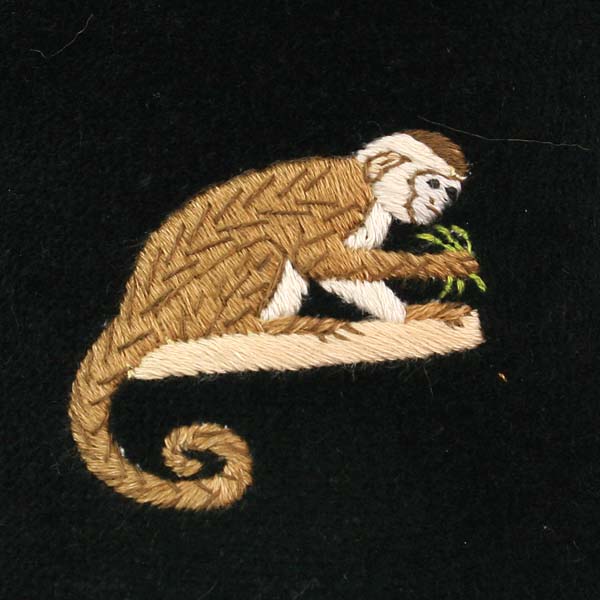 Monkey Embroidered Velvet Slipper