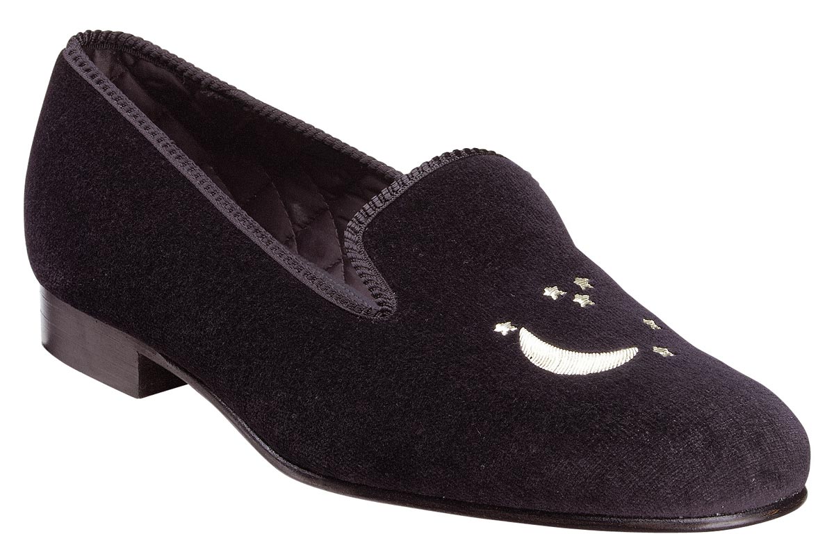 Moon and Stars Embroidered Velvet Slipper