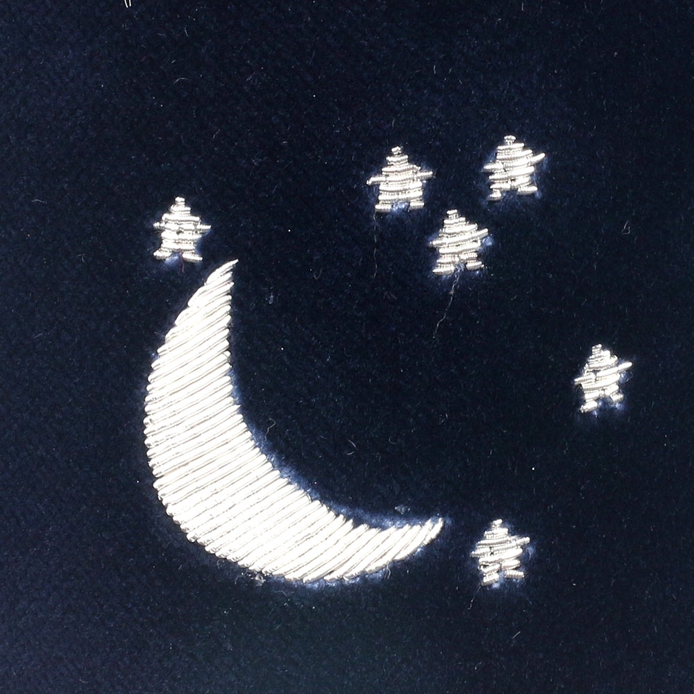 Moon and Stars Embroidered Velvet Slipper