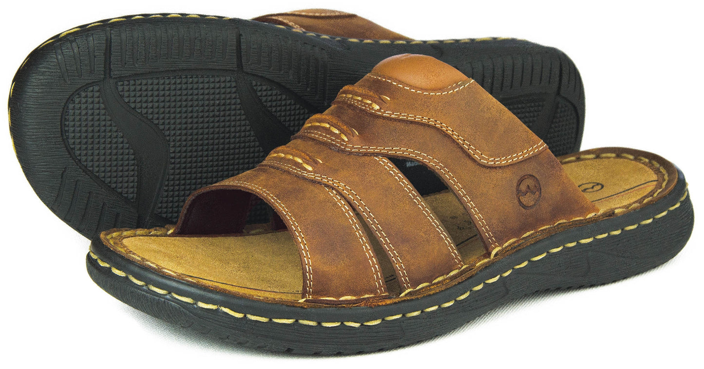 Moorea Mens Tan Brown Leather Sandal