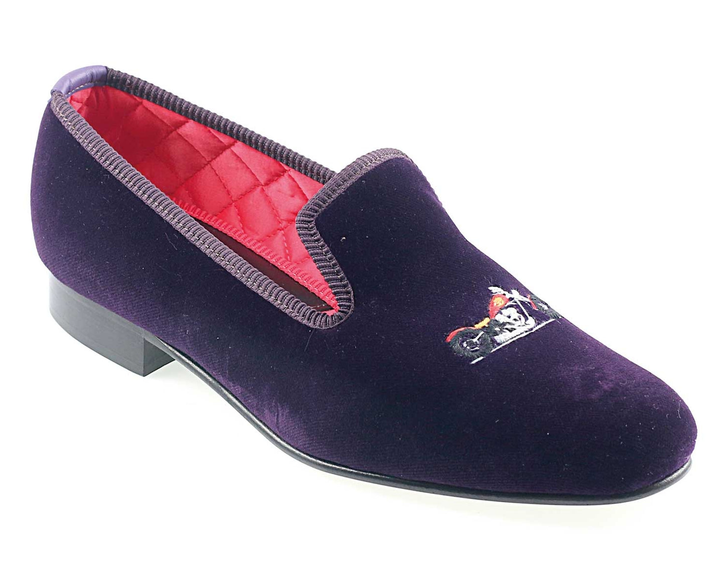 Chopper Motif Embroidered Velvet Slipper