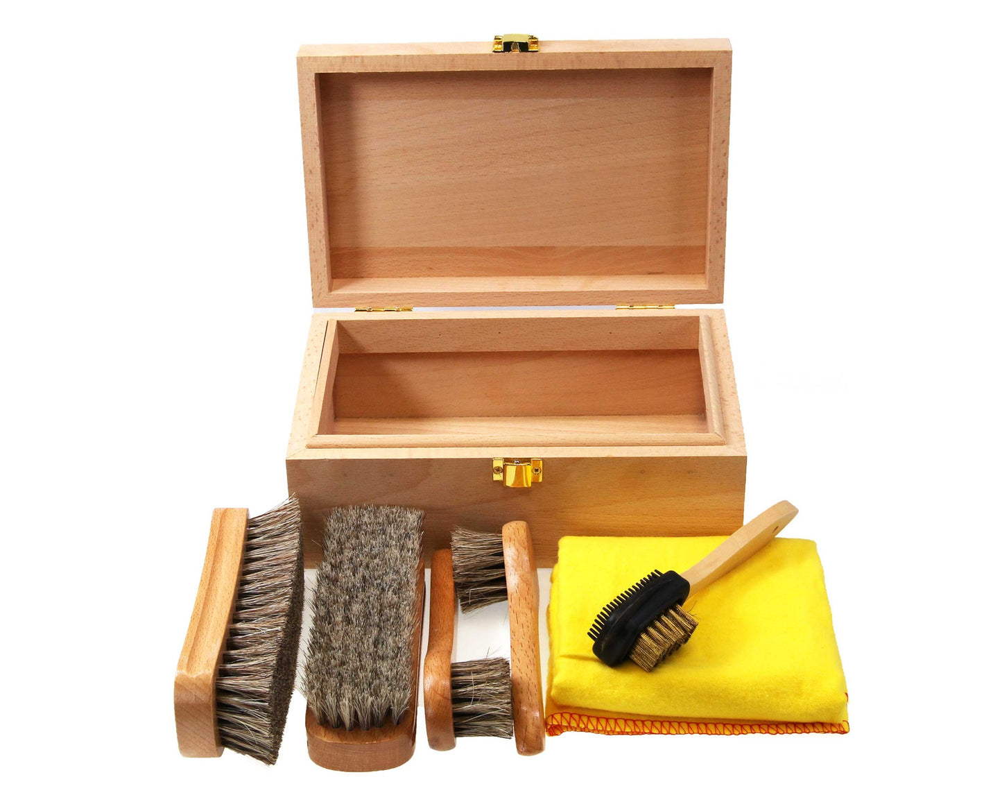 Personalisable Small Wood Valet Box Shoe Cleaning Kit - **no polish**