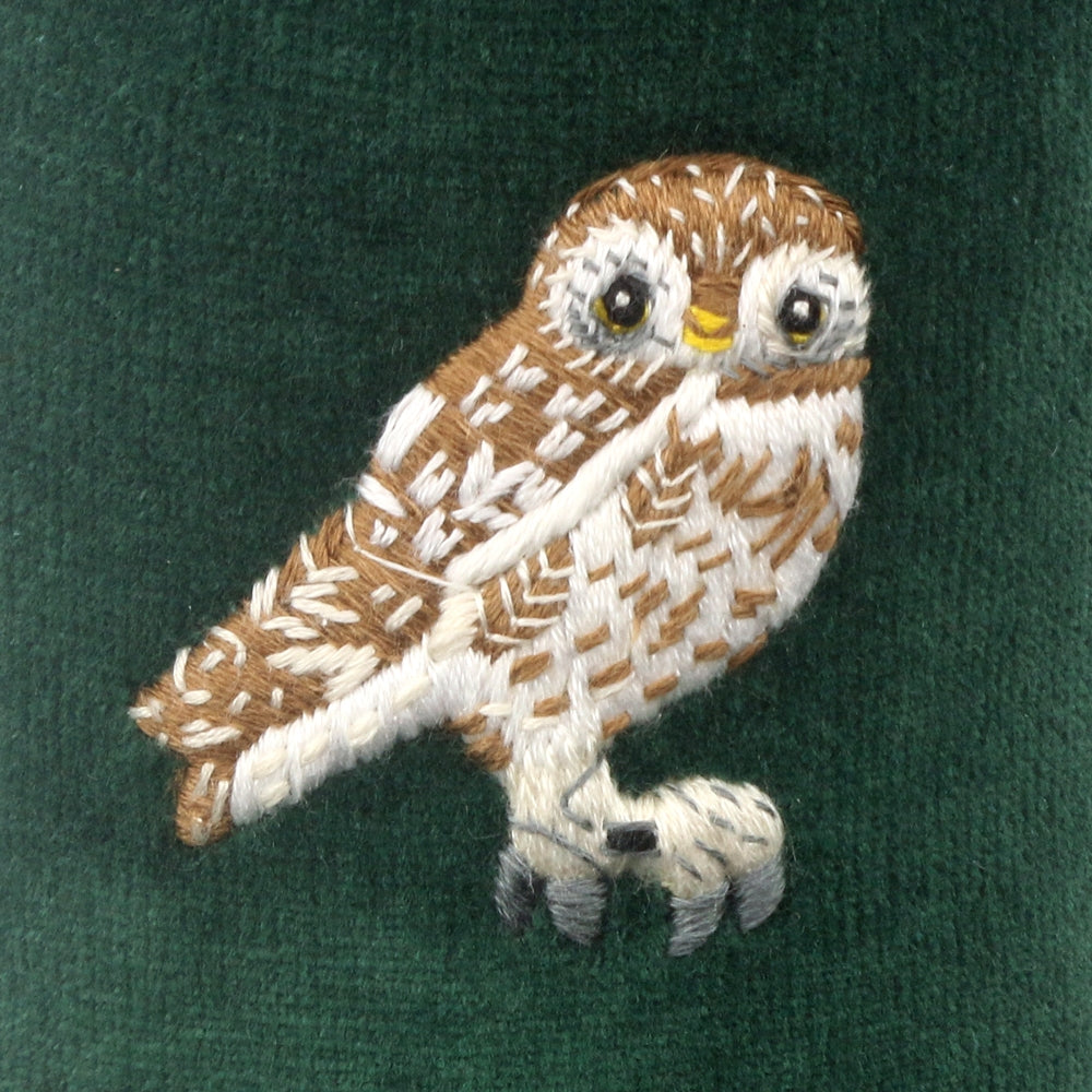 Owl Embroidered Velvet Slipper