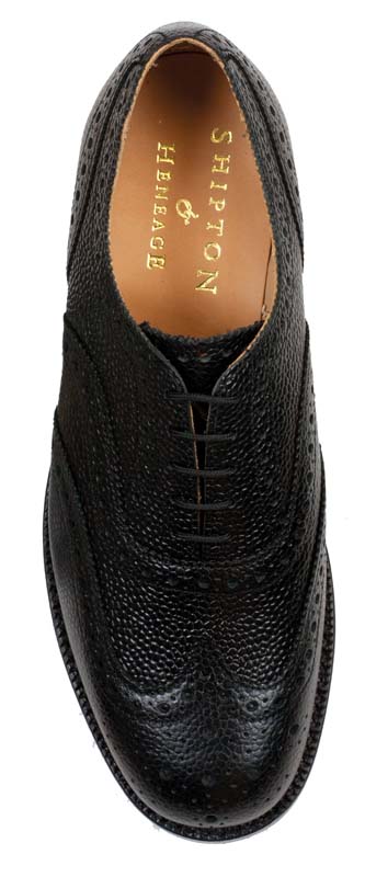 Braemar Black Grain Calf Leather Brogue Top