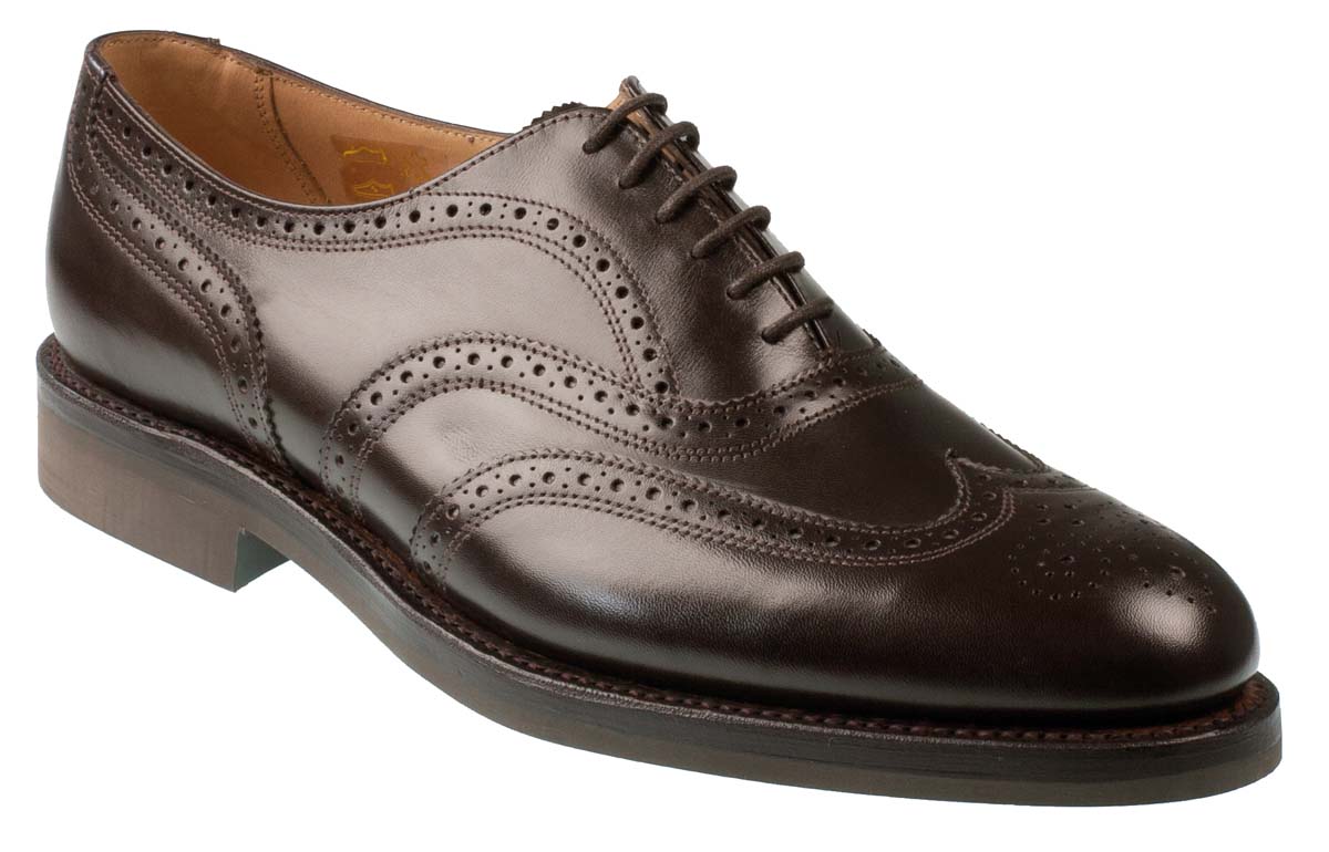 OSLO - Men's Dark Brown Calf Full Brogues with Rubber sole