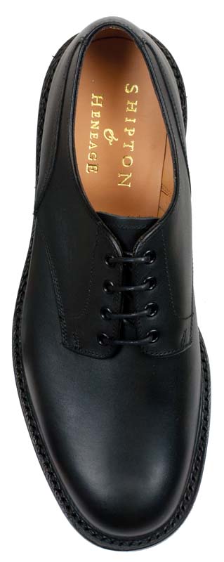 WORCESTER Black Derby with Commando Rubber Sole Top View