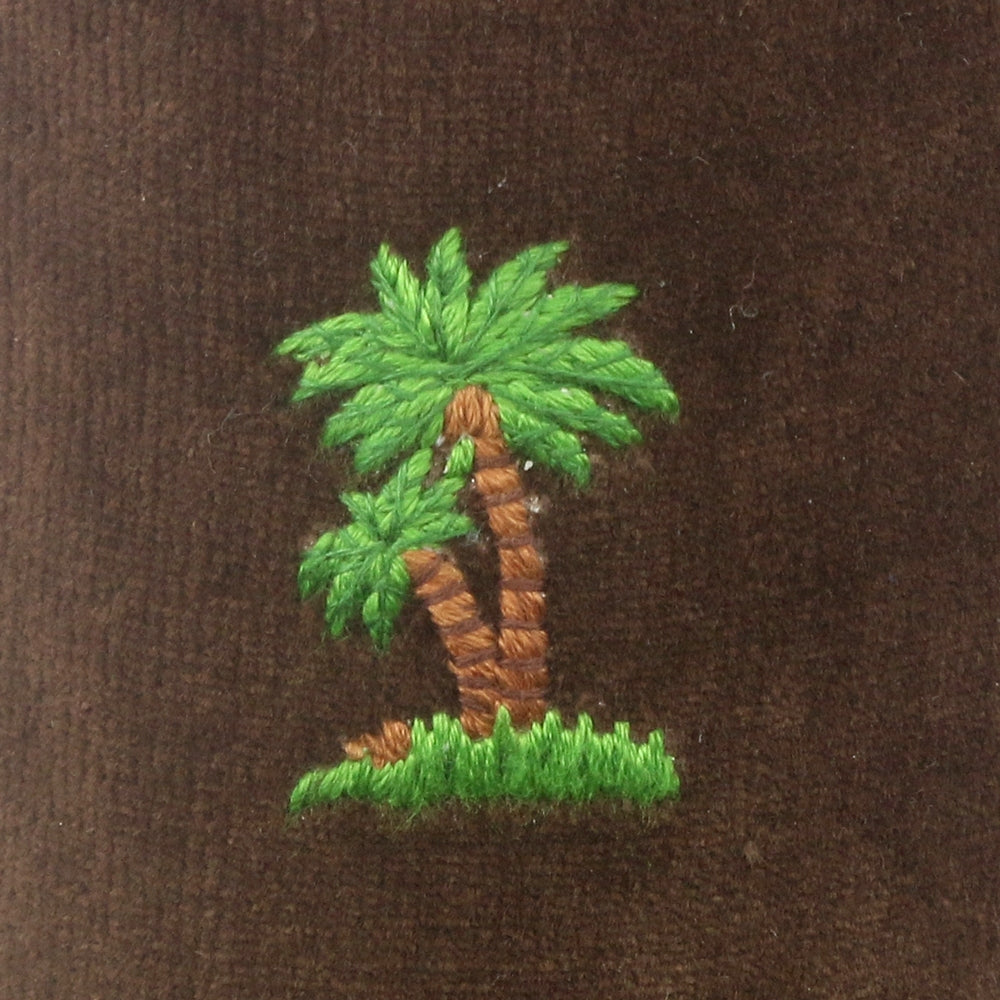 Palm Trees Embroidered Velvet Slipper