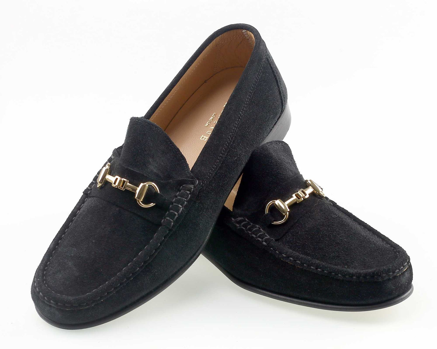 Parma Mens Black Suede Horsebit Snaffle Buckled Loafer