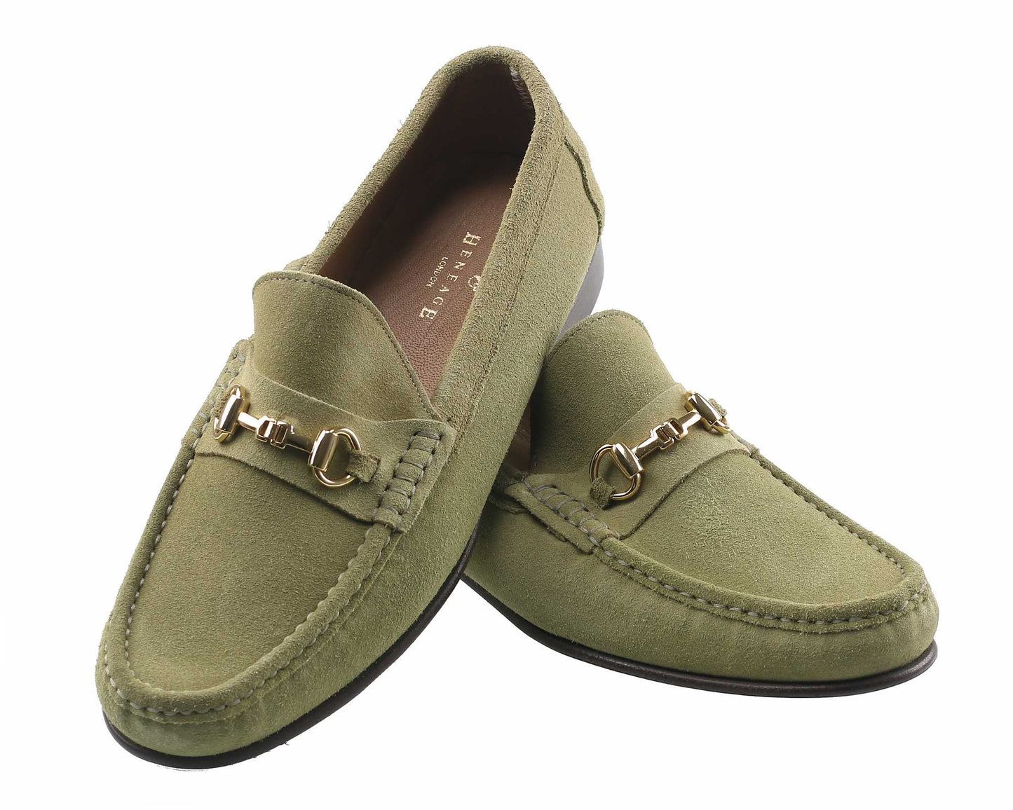 Parma Mens Sage Suede Horsebit Snaffle Buckled Loafer