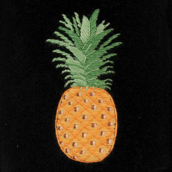 Pineapple Embroidered Velvet Slipper Close