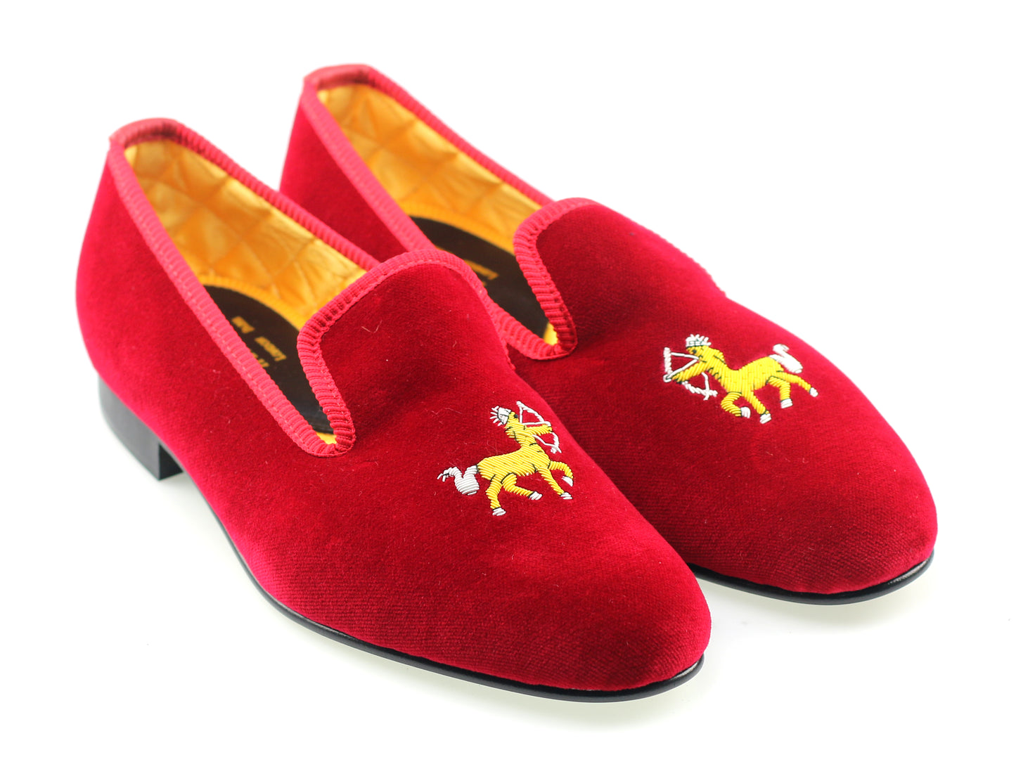 Mens Sagittarius Motif Red Velvet Slipper - UK 9.5