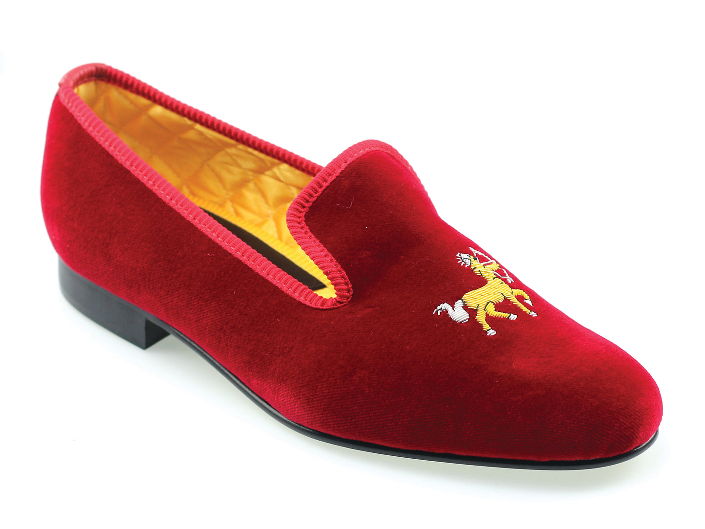 Mens Sagittarius Motif Red Velvet Slipper - UK 9.5