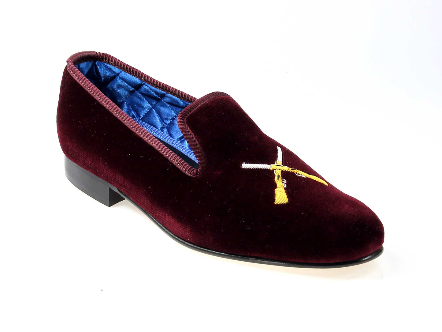 Rifles Motif Embroidered Velvet Slipper