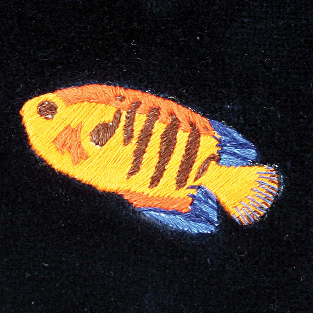 Angel Fish Embroidered Velvet Slipper