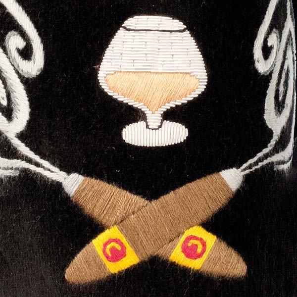 Cigars Embroidered Velvet Slipper Close-up