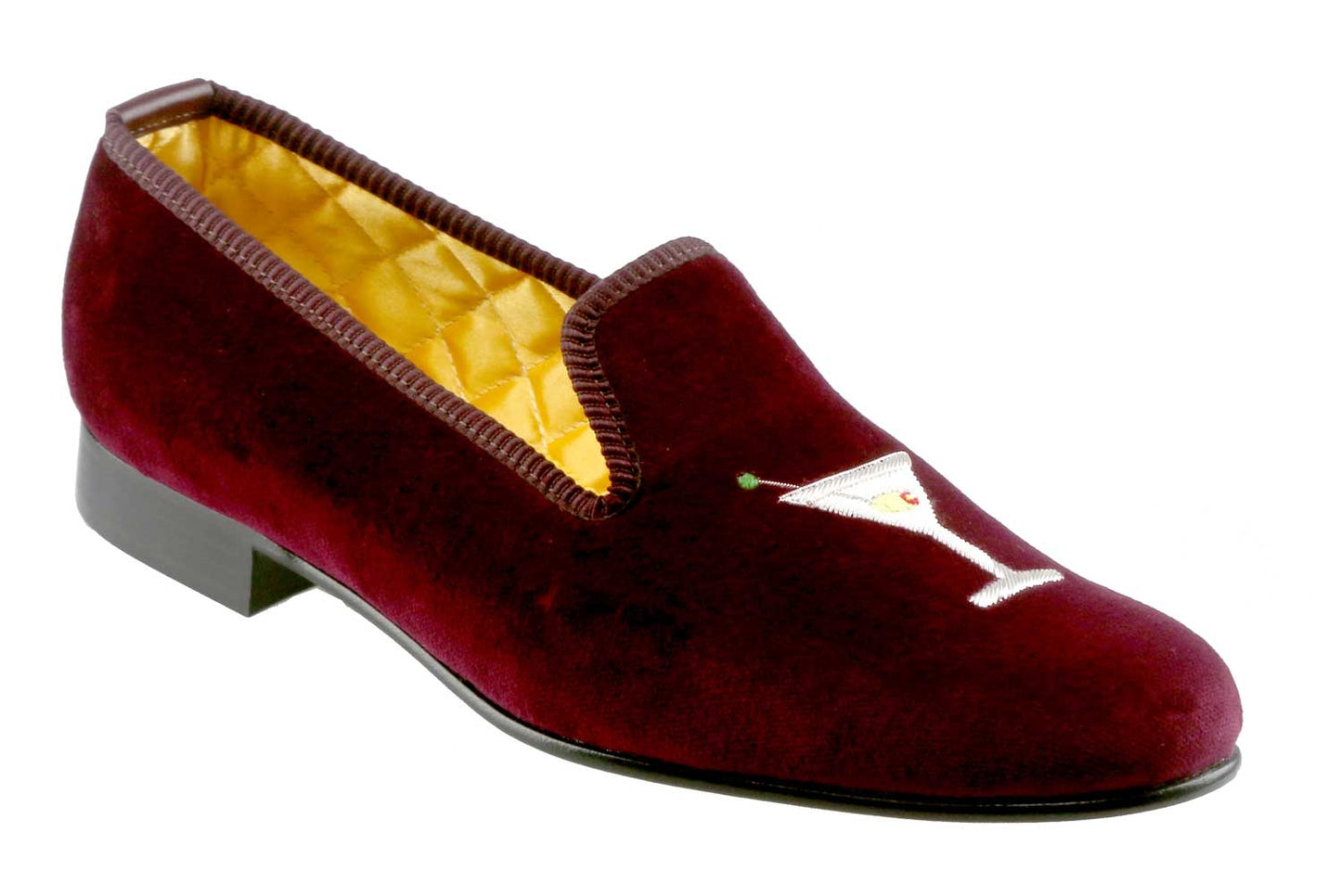 Cocktail Motif Embroidered Velvet Slipper