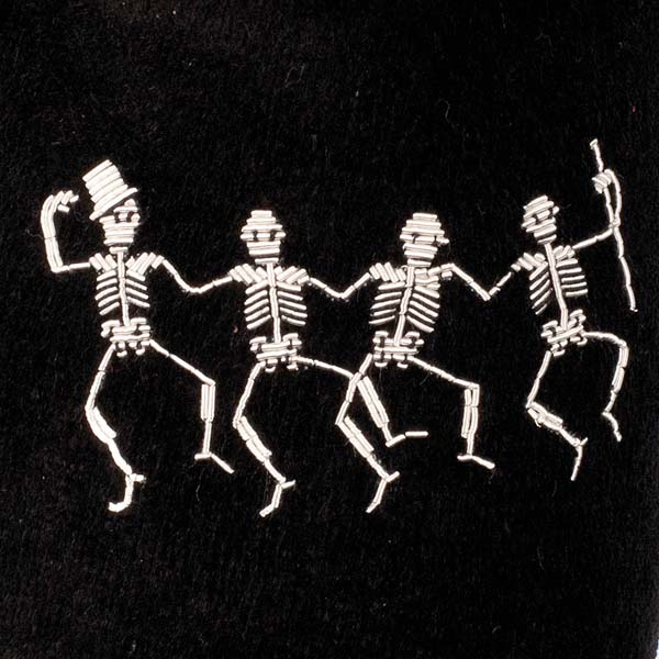 Dancing Skeletons Embroidered Velvet Slipper