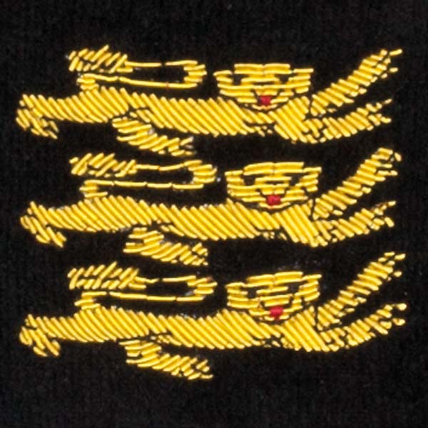 English Lions Motif Embroidered Velvet Slipper Close-up