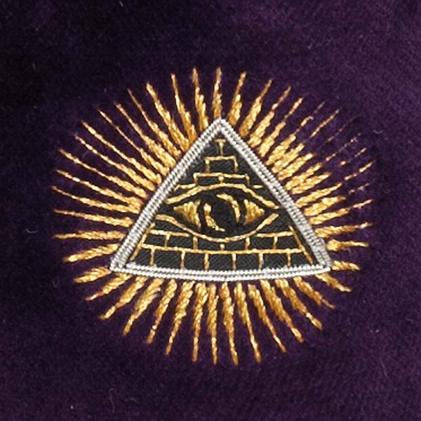 All Seeing Eye Motif Embroidered Velvet Slipper Close-up