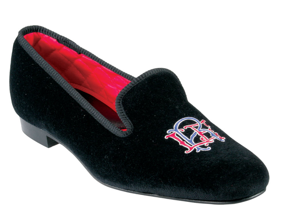 Initialled Monogrammed Velvet Slipper VII - Fancy Block